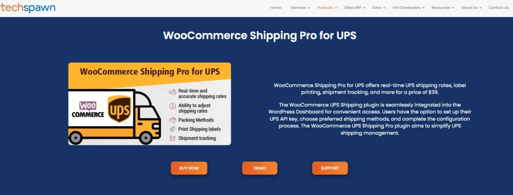 WooCommerce By Techspawn의 UPS 배송 방법 - 홈페이지