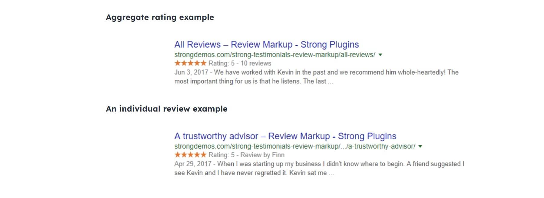 Starke Testimonials. Rich Snippets aus der Bewertungs-Markup-Funktion