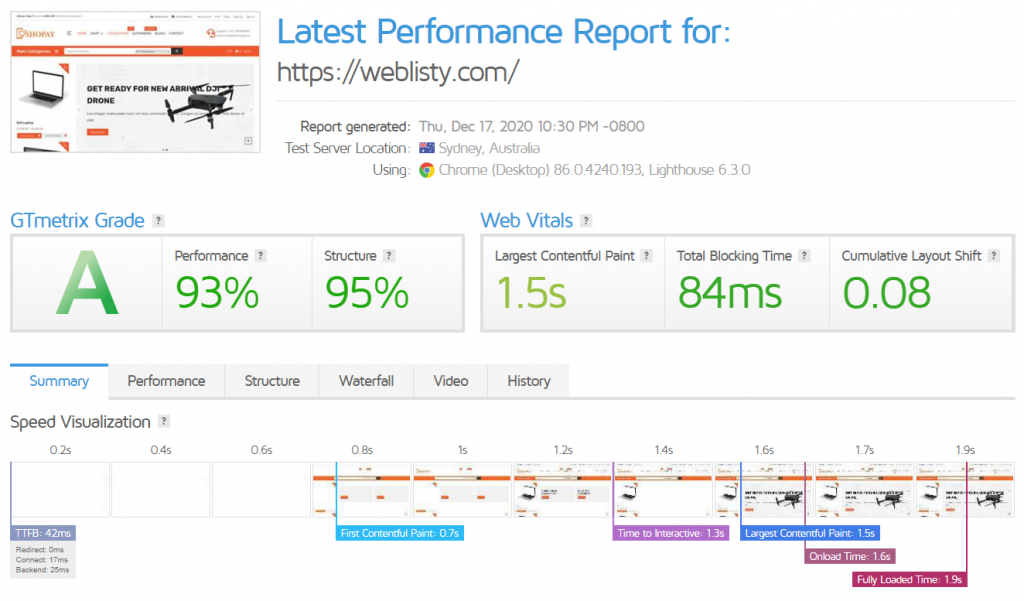 Como definir as configurações do Cloudflare no WordPress? 8 GTmetrix website performance report