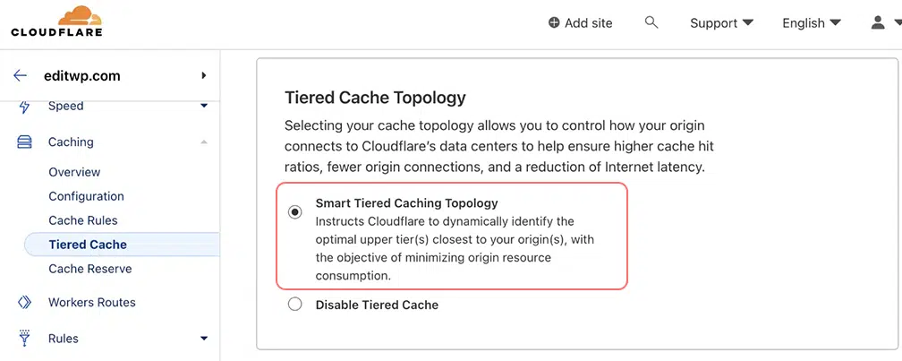 Como definir as configurações do Cloudflare no WordPress? 15 Tiered Cache Topology in Cloudflare