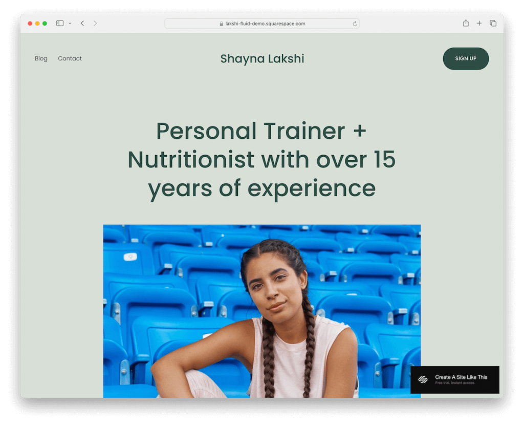 plantilla de fitness lakshi squarespace