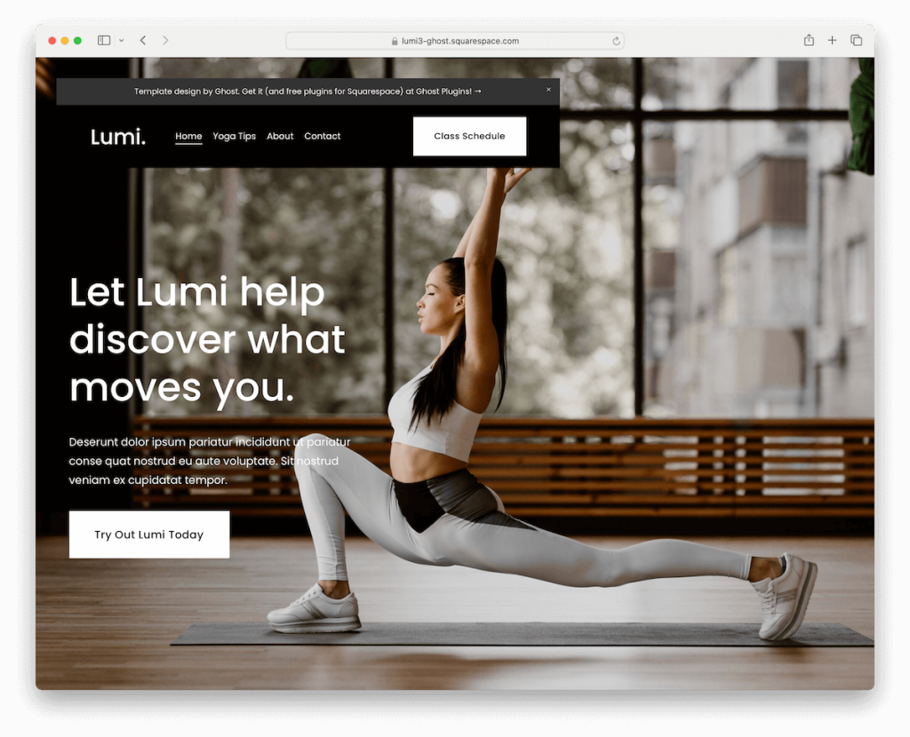 lumi squarespace fitness şablonu