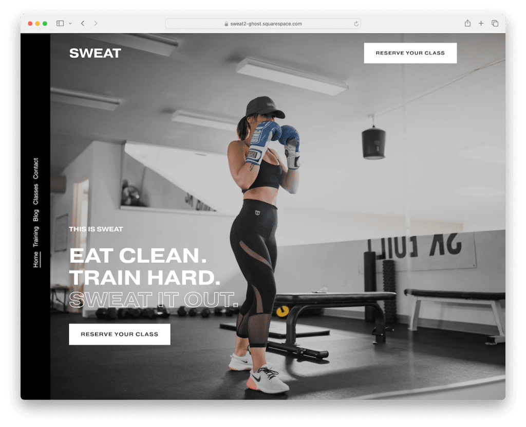 modèle de fitness squarespace sueur