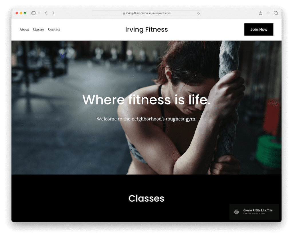 เทมเพลตฟิตเนสของเออร์วิงก์ Squarespace