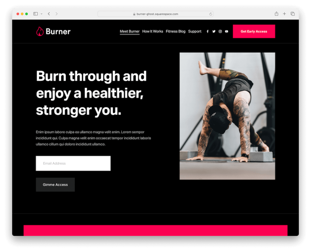 yakıcı squarespace fitness şablonu