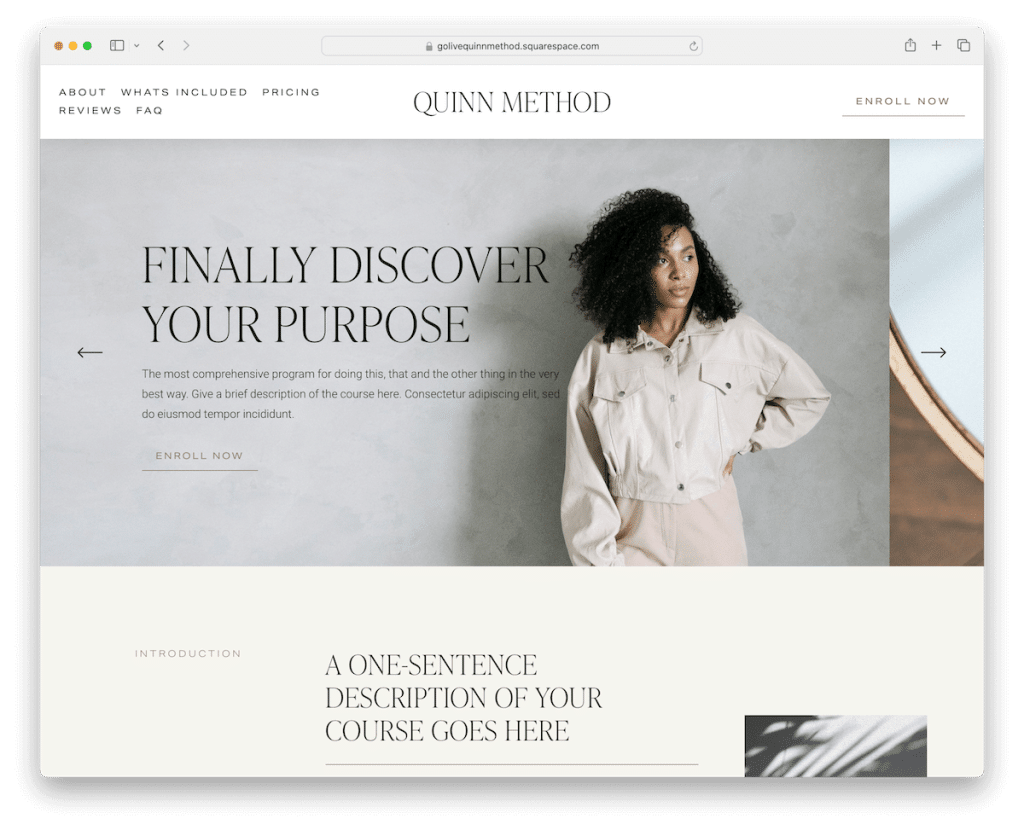 templat kebugaran squarespace metode quinn