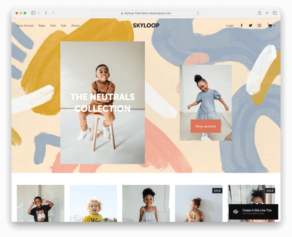 plantilla de moda skyloop squarespace