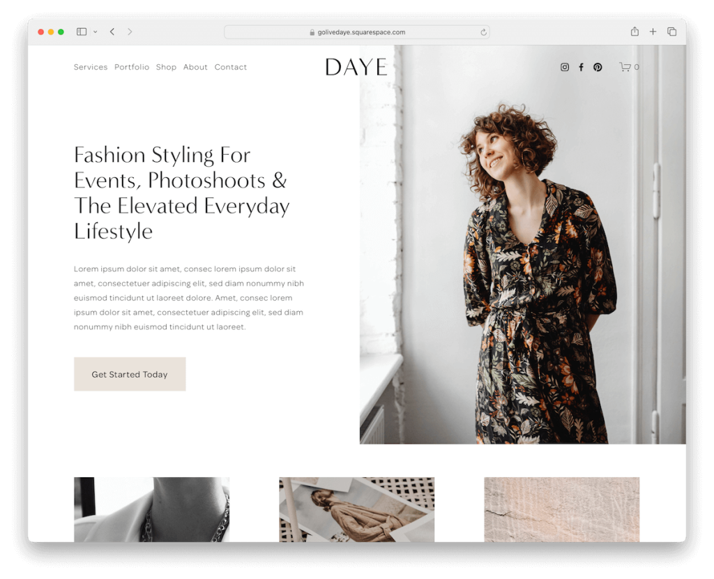 modello di moda daye Squarespace