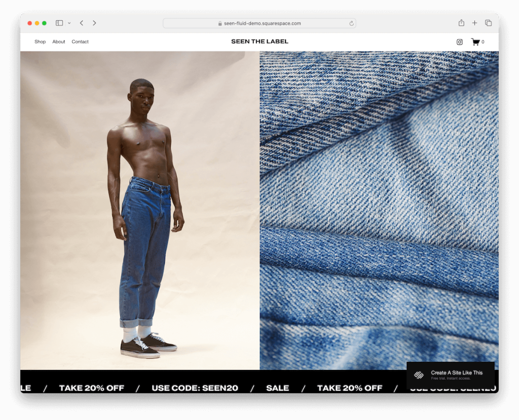 gesehene Squarespace-Modevorlage