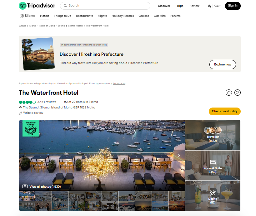 Hotel Waterfront terdaftar di TripAdvisor