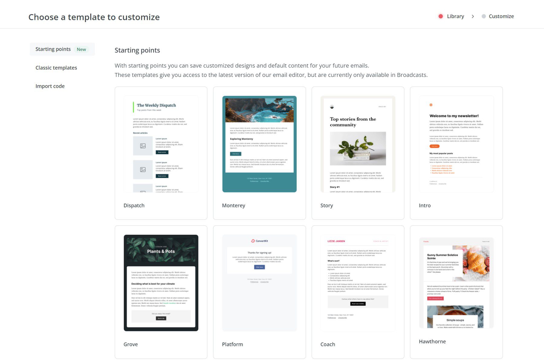 Examen des modèles d'e-mails pour ConvertKit