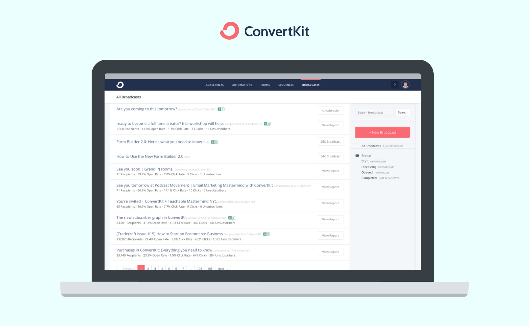 Convertkit широковещательные кампании