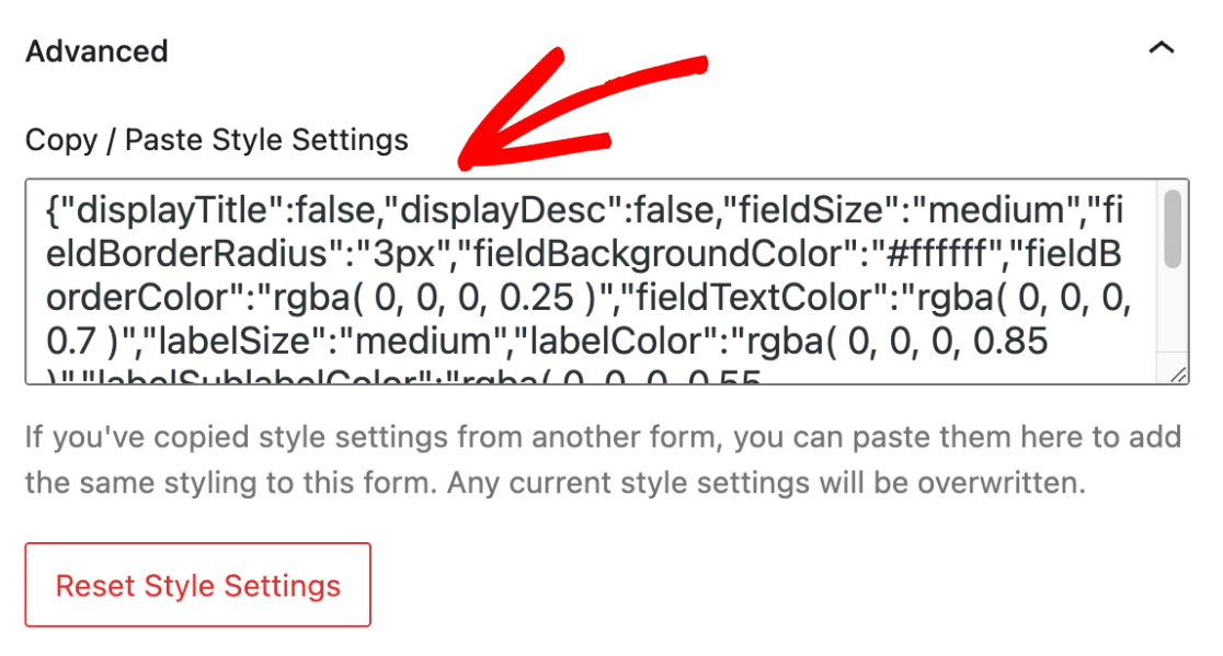 copy paste style settings