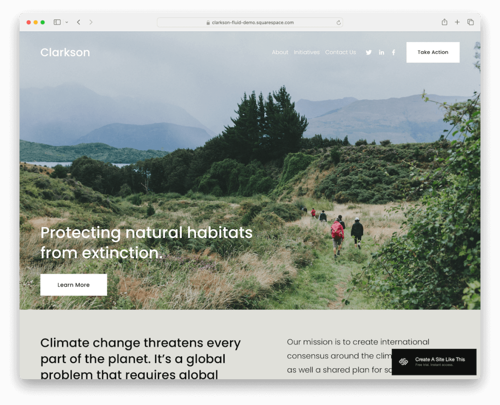 克拉克森 squarespace 非营利模板