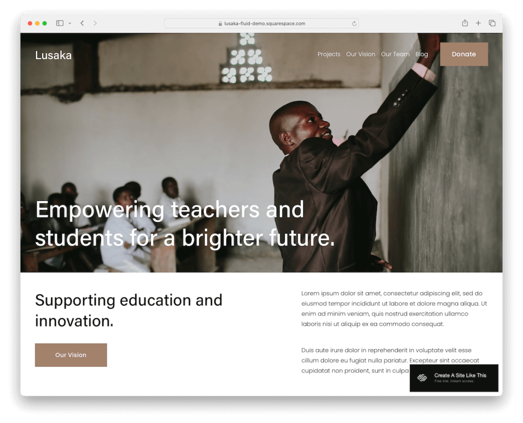 templat lusaka squarespace