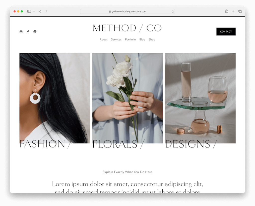 templat kecantikan metode squarespace