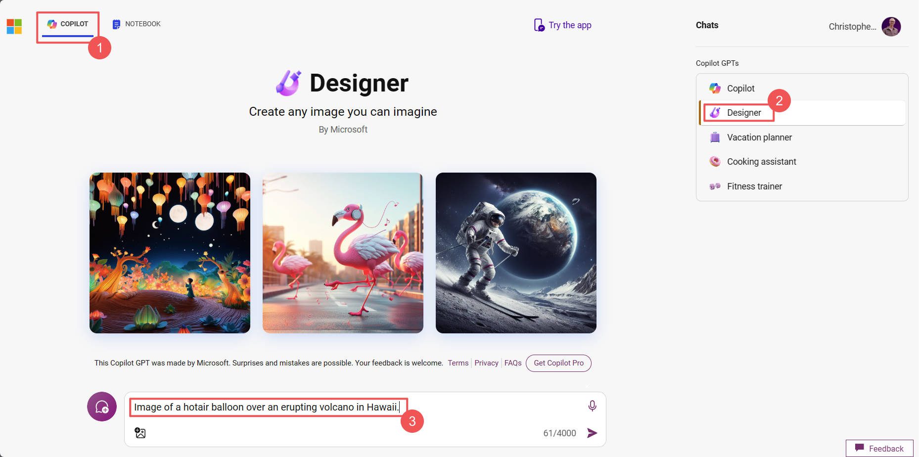 Créer des images gratuites avec Microsoft Copilot – Étapes 1 à 3