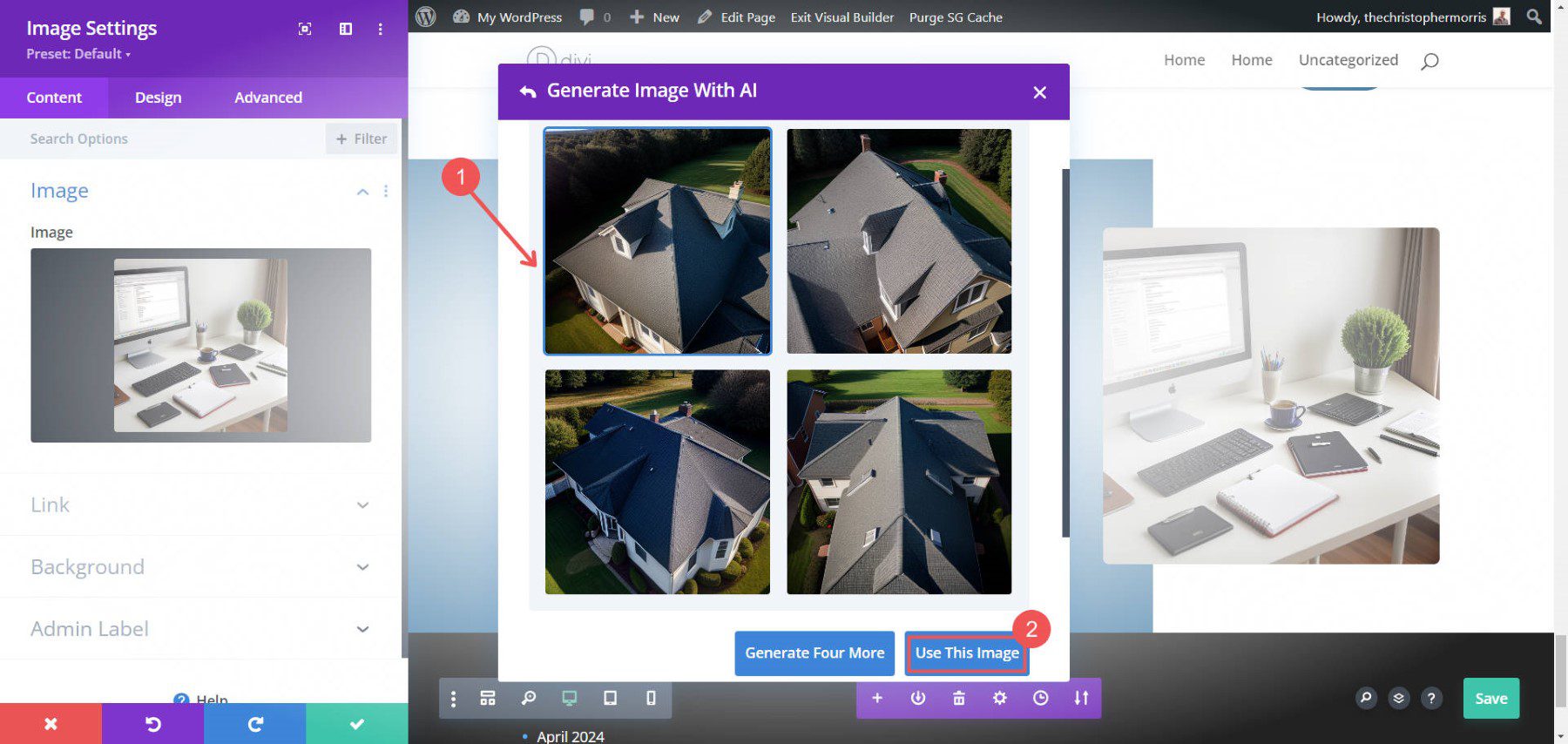 Créer une image avec Divi AI – Étapes 5-6