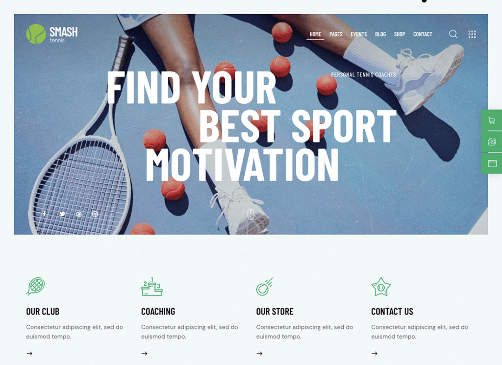 Smash - Tema WordPress per il tennis