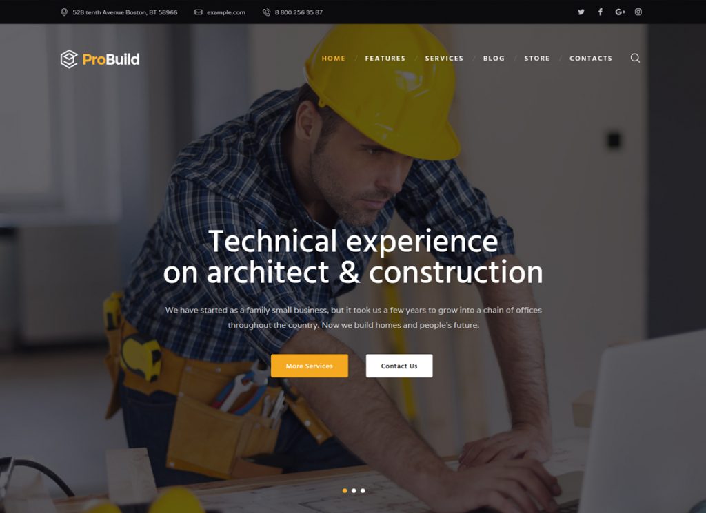 ProBuild - Tema WordPress de construção e construção