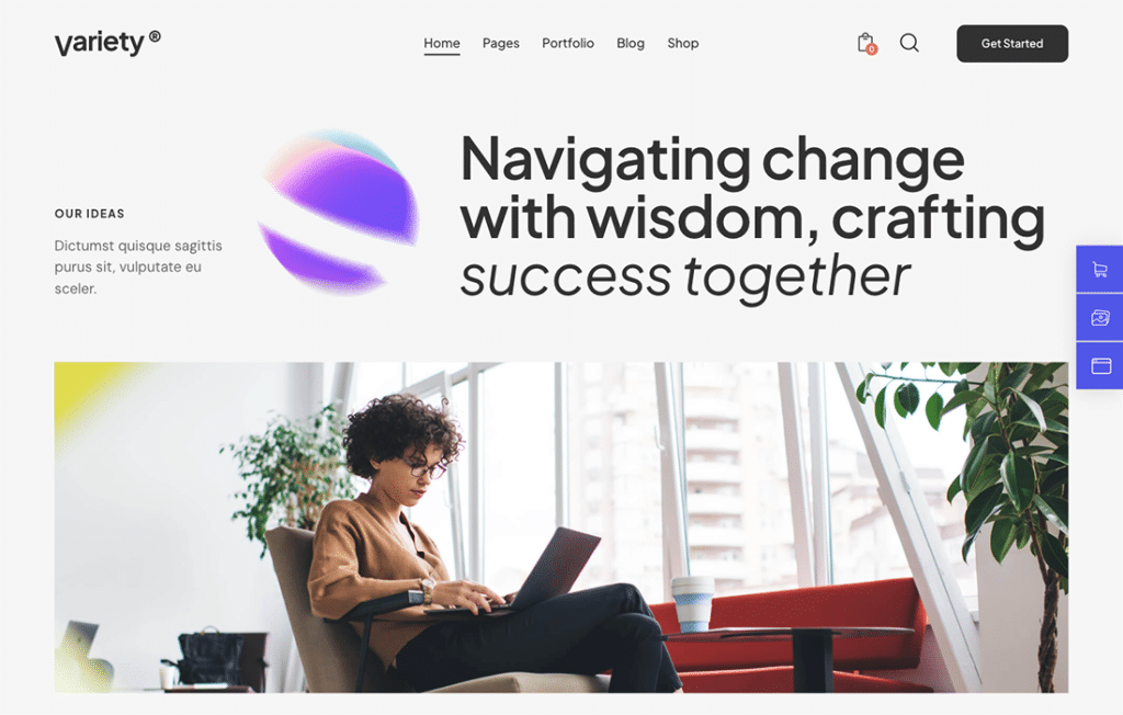 Varietà: tema WordPress multipagina per aziende e consulenza