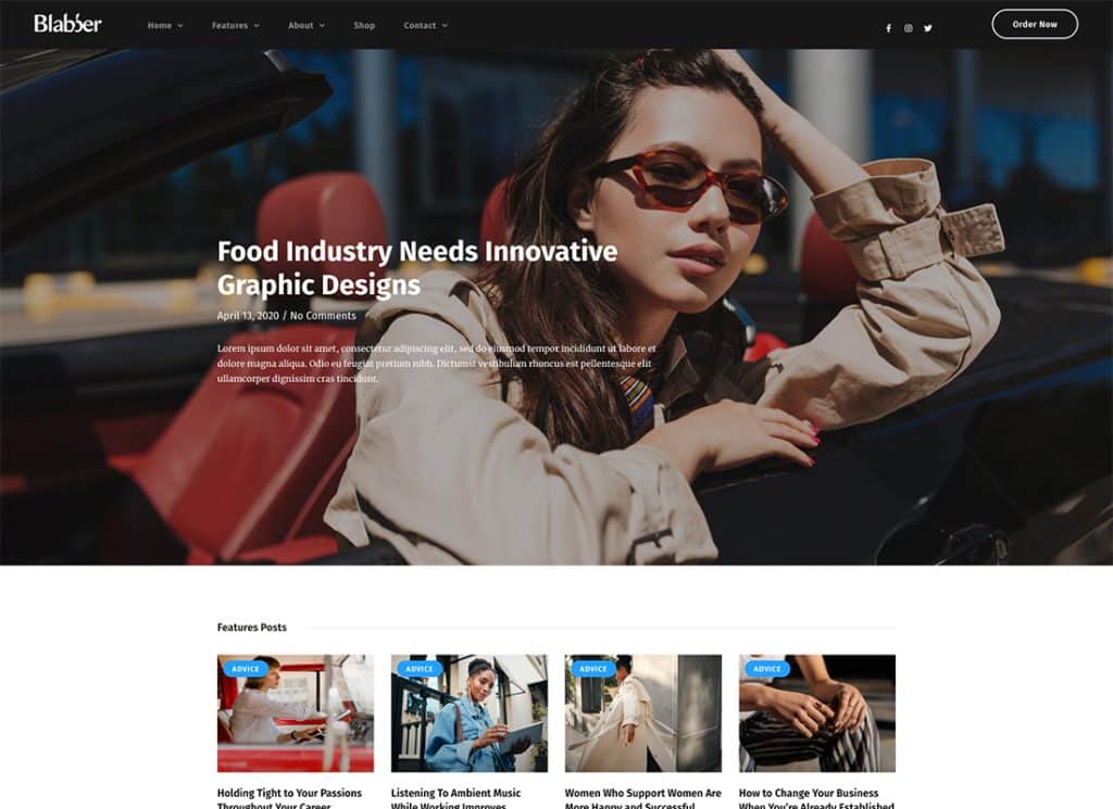 Blabber - Kit modello Elementor per blog e riviste moderni