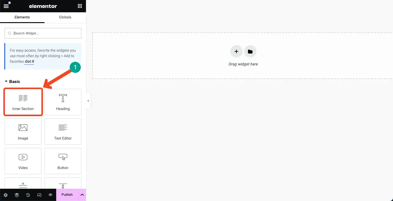 Как исправить «Отсутствует виджет внутренней секции Elementor» 2 Elementor Inner Section Widget