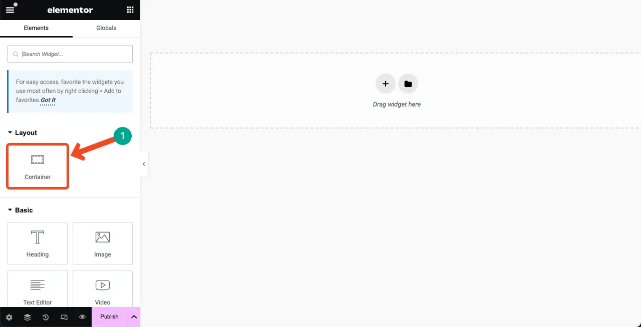 Как исправить «Отсутствует виджет внутренней секции Elementor» 1 Elementor Flexbox Container