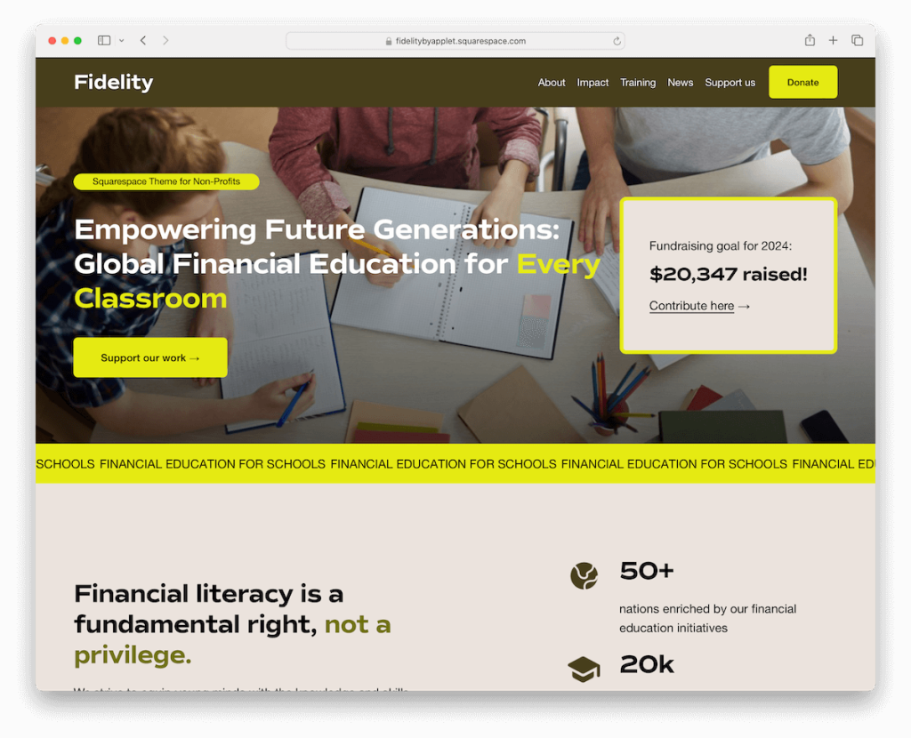 modèle d'entreprise de fidélité squarespace