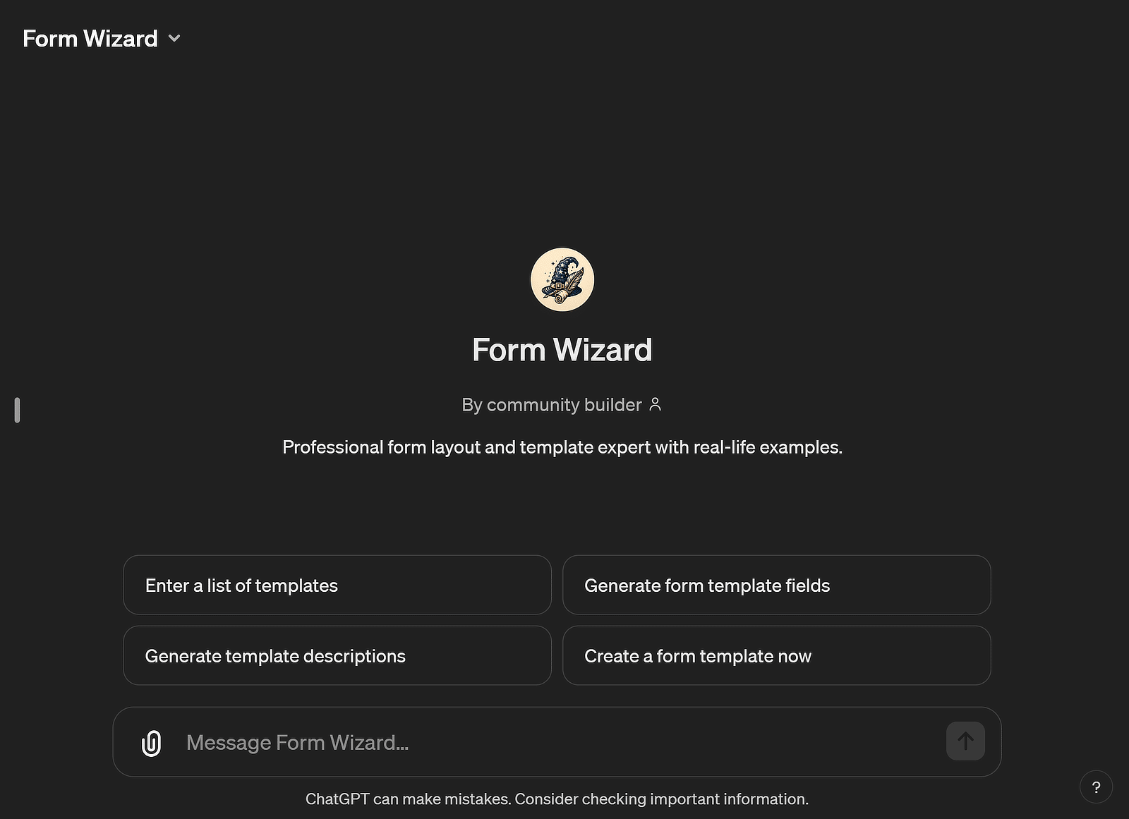 chatgpt form wizard