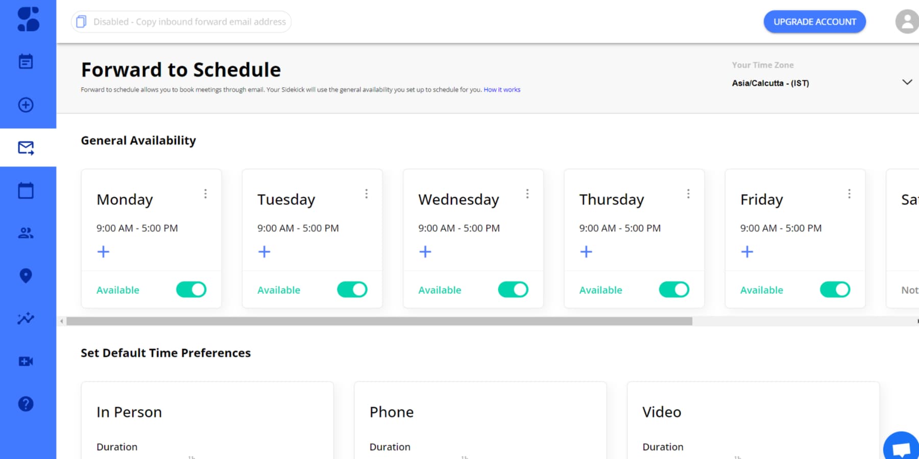 Uma captura de tela do recurso de agendamento do Sidekick AI em seu painel