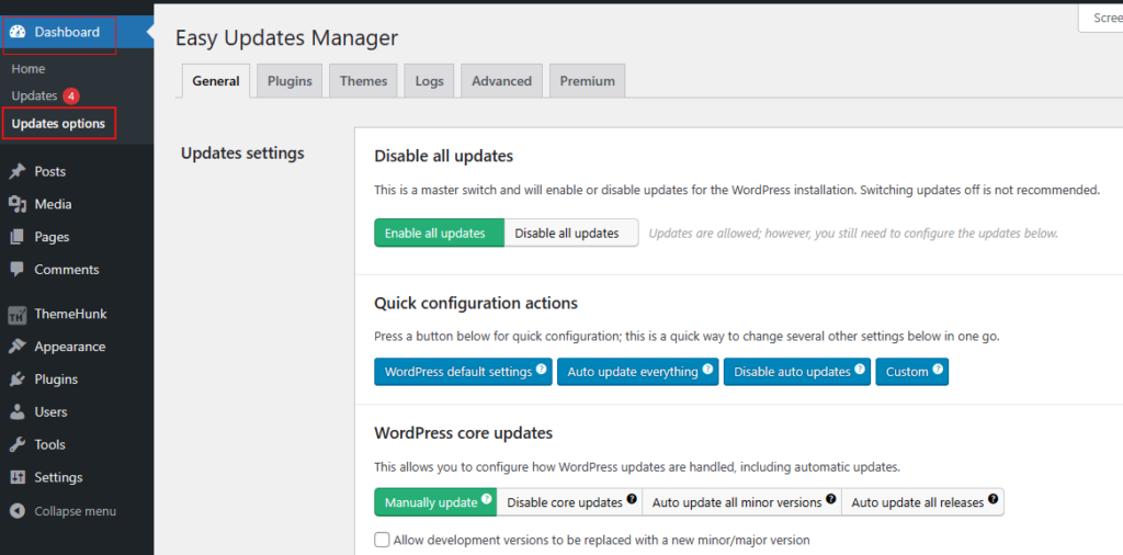 كيفية تمكين أو تعطيل التحديثات التلقائية لـ WordPress 5 wp dashboard 21