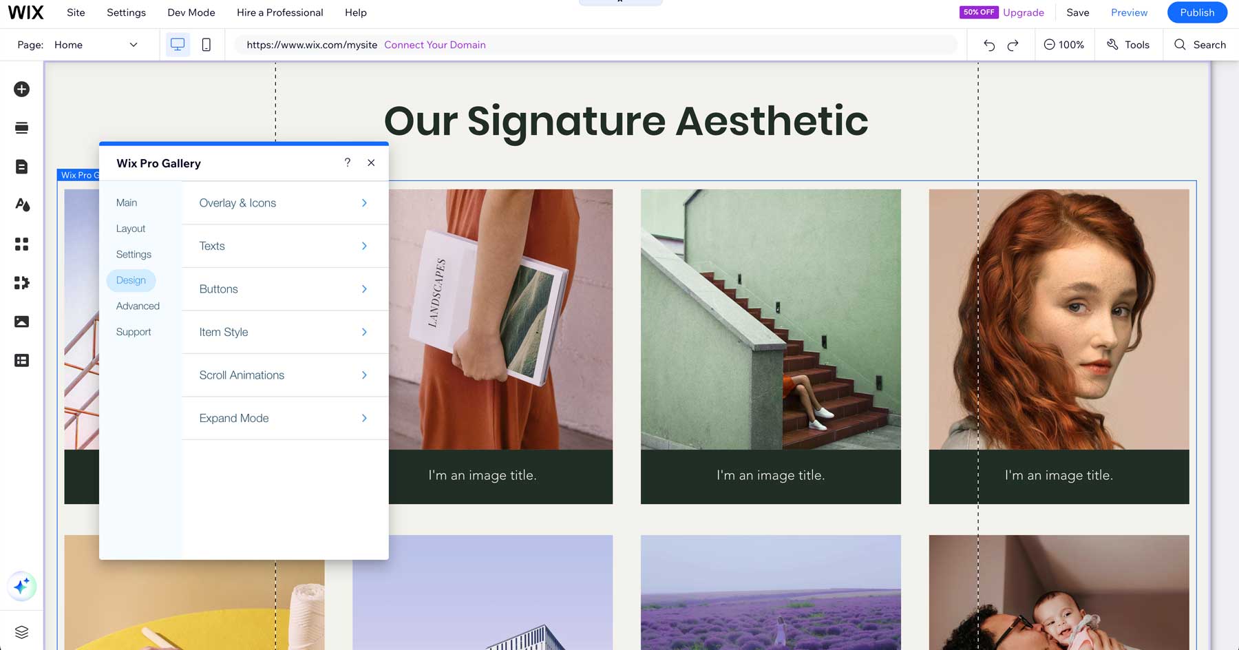 تخصيصات تصميم Wix