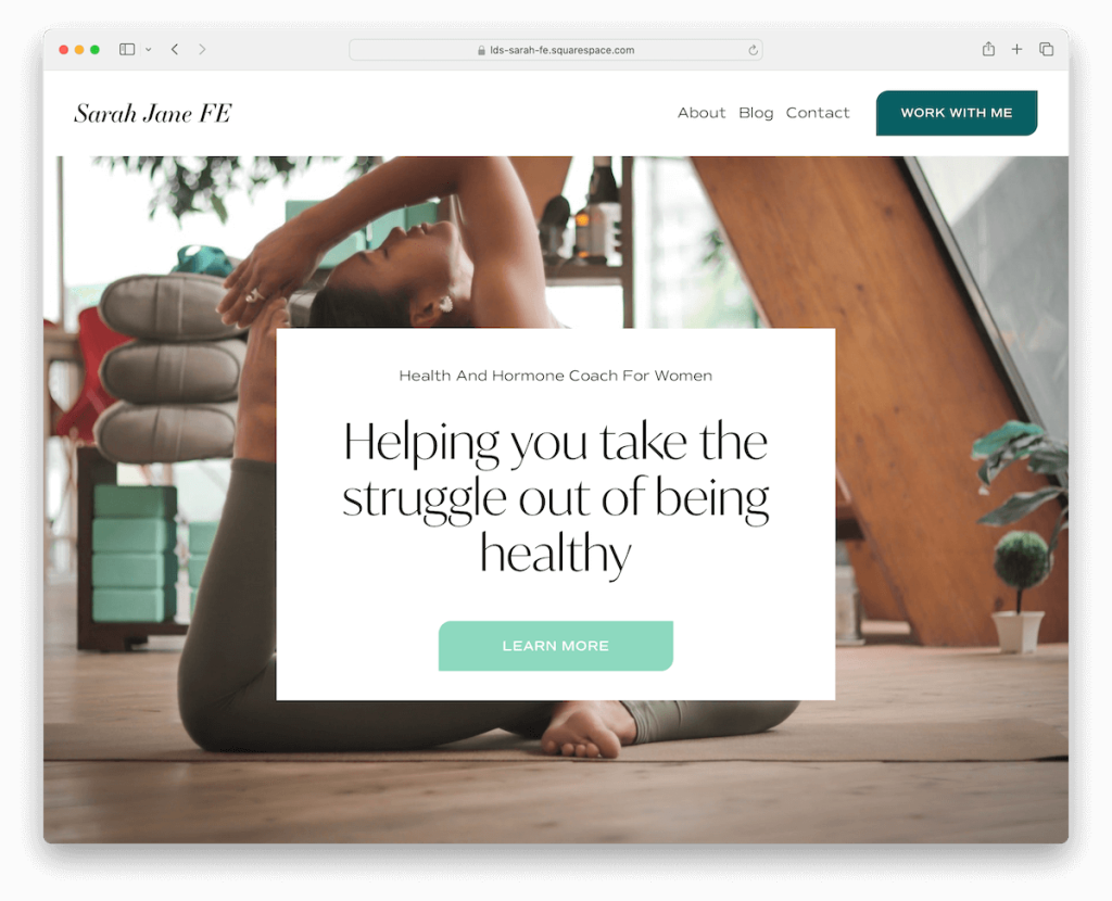 เทมเพลตสุขภาพของ Sarah Squarespace