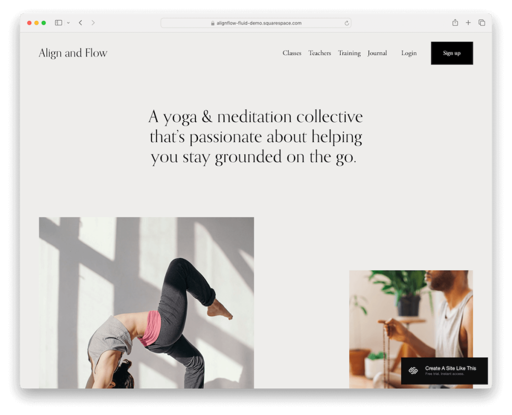 เทมเพลตสุขภาพ alignflow squarespace