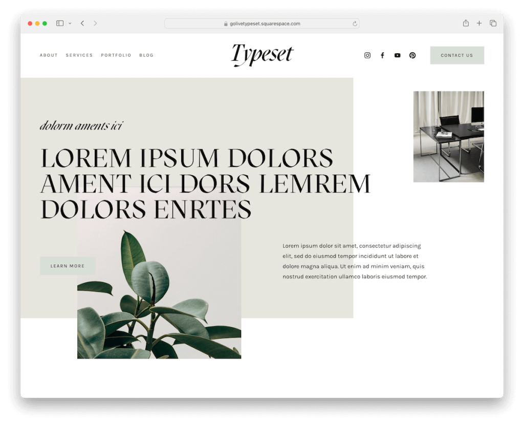 เทมเพลตสุขภาพเรียงพิมพ์ squarespace