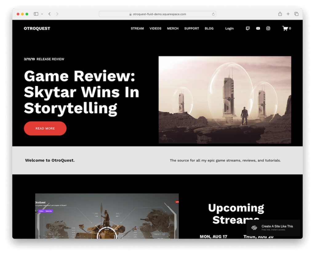modello di freelancer otroquest Squarespace