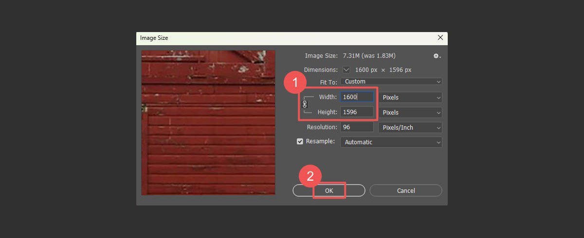 画像を拡大する Photoshop - ステップ 2 ～ 3