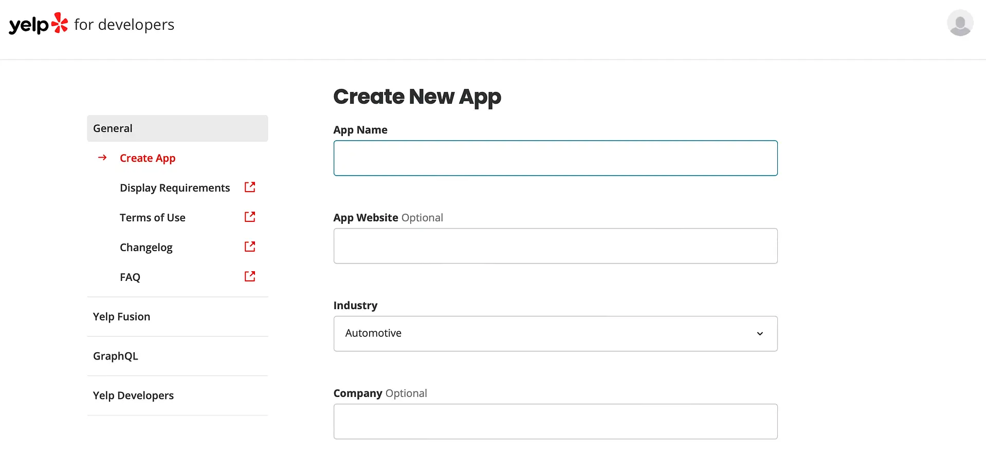 Yelp アプリを作成して API キーを取得する方法