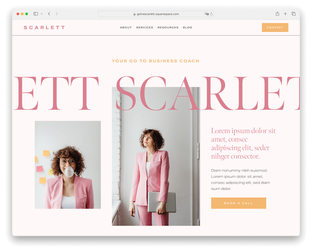 modèle d'influenceur Scarlett Squarespace