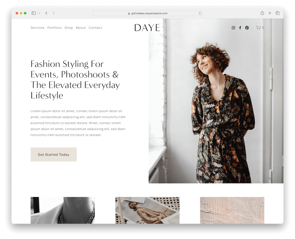 modèle d'influenceur Daye Squarespace
