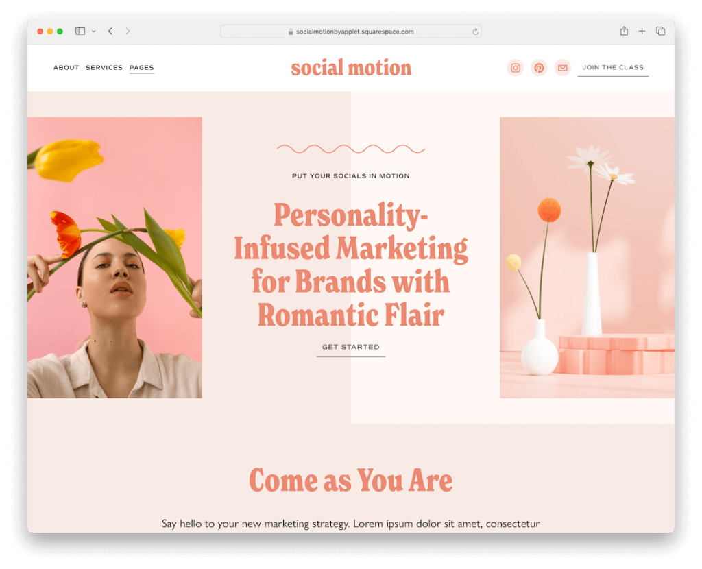 modèle d'influenceur squarespace de mouvement social