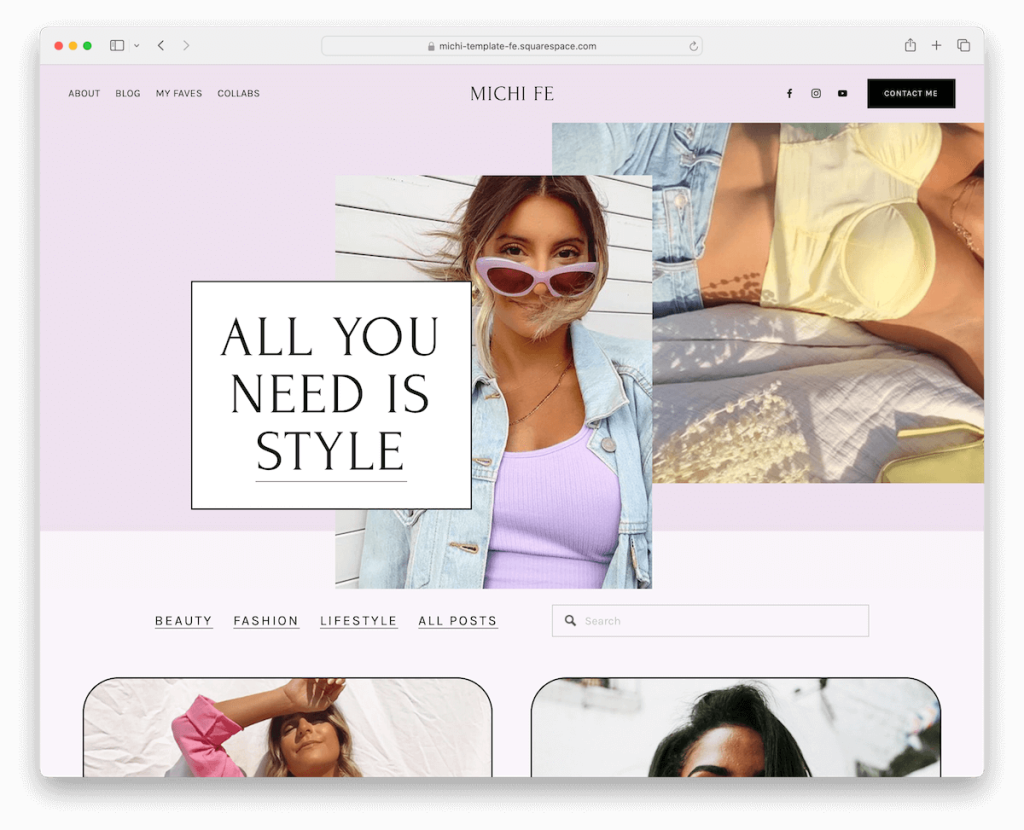 modèle d'influenceur michi squarespace