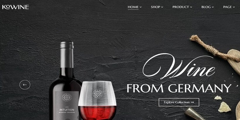 Kowine-Meilleurs thèmes WordPress pour l'alcool pour l'achat et la vente