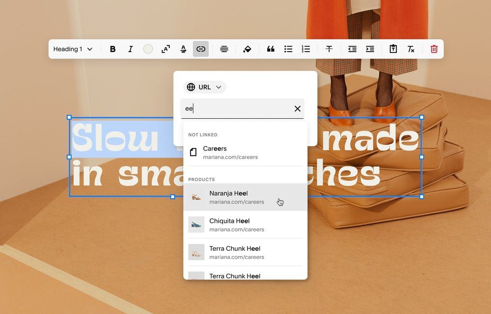 Éditeur de pages visuelles Squarespace
