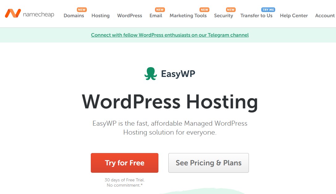 Hospedagem Namecheap WordPress