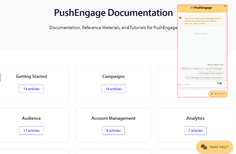 Pushengage-documentation-list - IsItWP - 免费 WordPress 主题检测器 pushengage documentation list