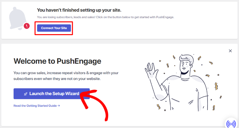 Pushengage-connect-your-site - IsItWP - 免费 WordPress 主题检测器 pushengage connect your site