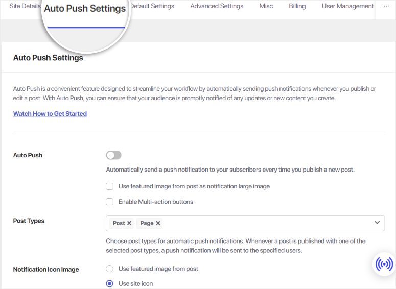Pushengage-auto-push-settings - IsItWP - 免费 WordPress 主题检测器 pushengage auto push settings