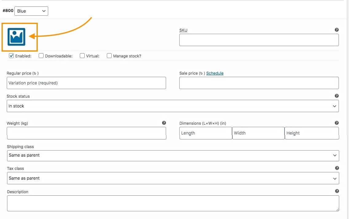 รูปภาพรูปแบบต่างๆ - ผลิตภัณฑ์ตัวแปร WooCommerce